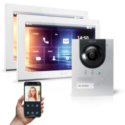 GOLIATH PRO IP Video Türsprechanlage | App | Silber | 1-Familie | 2x 10 Zoll | Unterputz | 180°