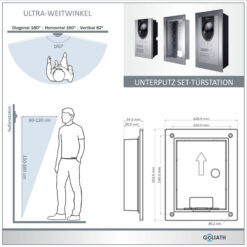 Alternative view of GOLIATH PRO IP Video Türsprechanlage | App | Silber | 1-Familie | 2x 7 Zoll | Unterputz | 180°