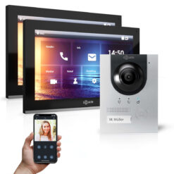 GOLIATH PRO IP Video Türsprechanlage | App | Silber | 1-Familien | 2x 10 Zoll | Unterputz | 180°