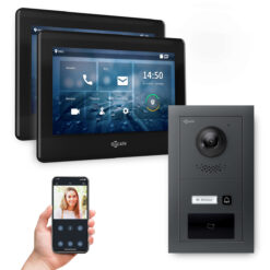 Goliath PRO IP Video Türsprechanlage mit App | 1 Fam | Anthrazit | 2x7 Zoll Schwarz | Fingerprint | 180°