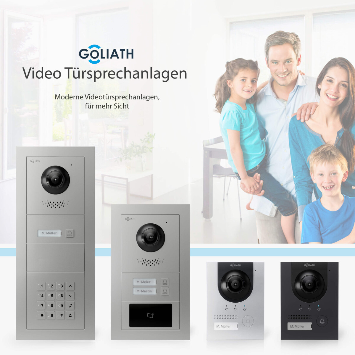 Goliath PRO IP Video Türsprechanlage mit App | 1 Fam | Silber | 7 Zoll Schwarz | Fingerprint | 180° – Bild 4