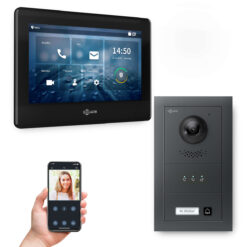 GOLIATH PRO IP Video Türsprechanlage mit App | Anthrazit | 1-Fam | 7 Zoll Schwarz | Unterputz | 180°