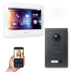 GOLIATH PRO IP Video Türsprechanlage mit App | Anthrazit | 1-Fam | 7 Zoll Weiß | Unterputz | 180°