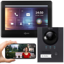 GOLIATH PRO IP Video Türsprechanlage mit App | Anthrazit | 1-Familie | 7 Zoll | Aufputz | 180°