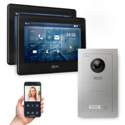 GOLIATH PRO IP Video Türsprechanlage mit App | Silber | 1-Fam | 2x7 Zoll Schwarz | Unterputz | 180°