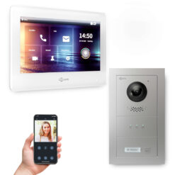 GOLIATH PRO IP Video Türsprechanlage mit App | Silber | 1-Fam | 7 Zoll Weiß | Unterputz | 180°