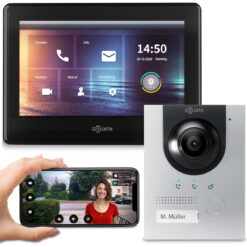 GOLIATH PRO IP Video Türsprechanlage mit App | Silber | 1-Familienhaus | 7 Zoll | Aufputz | 180°