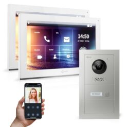 GOLIATH PRO IP Videotürsprechanlage | App | 1-Familie | 2x 10 Zoll HD | Unterputz | 180° Kamera