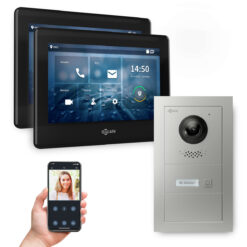 GOLIATH PRO IP Videotürsprechanlage | App | 1-Familie | 2x 7 Zoll HD | Unterputz | 180° Kamera
