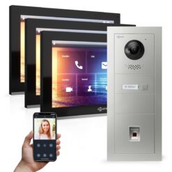 GOLIATH PRO IP Videotürsprechanlage | App | 1-Familie | 3x 10 Zoll HD | Fingerprint | 180° Winkel