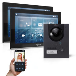 GOLIATH PRO IP Videotürsprechanlage | App | Anthrazit | 1-Familie | 2x 10 Zoll | Unterputz | 180°
