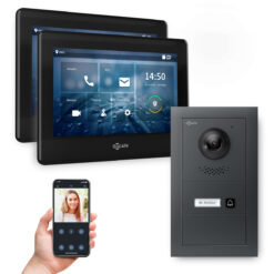 GOLIATH PRO IP Videotürsprechanlage | App | Anthrazit | 1-Familie | 2x 7"| Unterputz | 180°