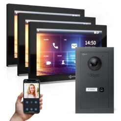 GOLIATH PRO IP Videotürsprechanlage | App | Anthrazit | 1-Familie | 3x 10" | Unterputz | 180°