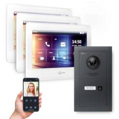 GOLIATH PRO IP Videotürsprechanlage | App | Anthrazit | 1-Familie | 3x 7"| Unterputz | 180°